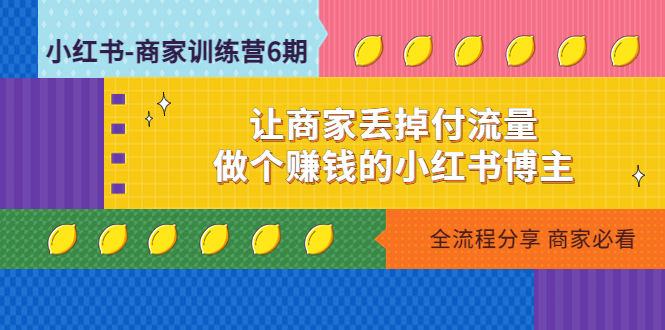 小红书-商业服务特训营12期：让用户丧失付款总流量，做个挣钱的网红博主 - 严选资源大全 - 严选资源大全