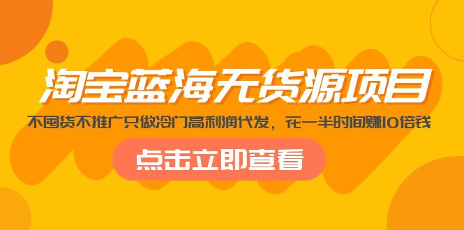 淘宝汉海无货源电商新项目，不压货不营销推广，做小众高收益代发货，花一半时间赚10倍钱 - 严选资源大全 - 严选资源大全