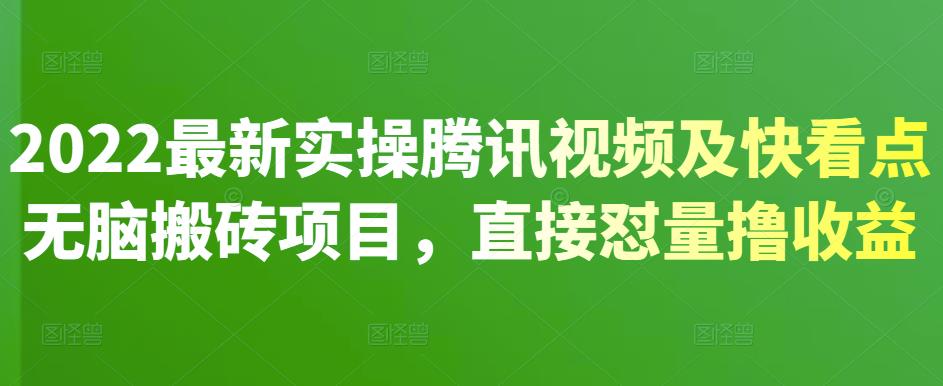 2022最新实操腾讯视频及快看点无脑搬砖项目，直接怼量撸收益￼ - 严选资源大全 - 严选资源大全