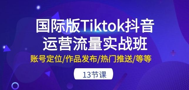 国际版Tiktok抖音运营流量实战班：账号定位/作品发布/热门推送/等等-13节 - 严选资源大全 - 严选资源大全