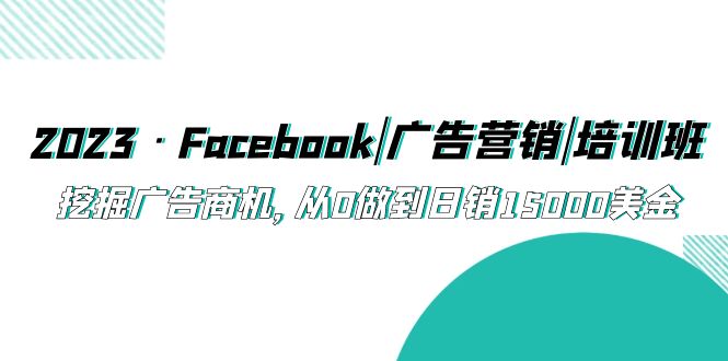 2023·Facebook|广告营销|培训班，挖掘广告商机，从0做到日销15000美金 - 严选资源大全 - 严选资源大全