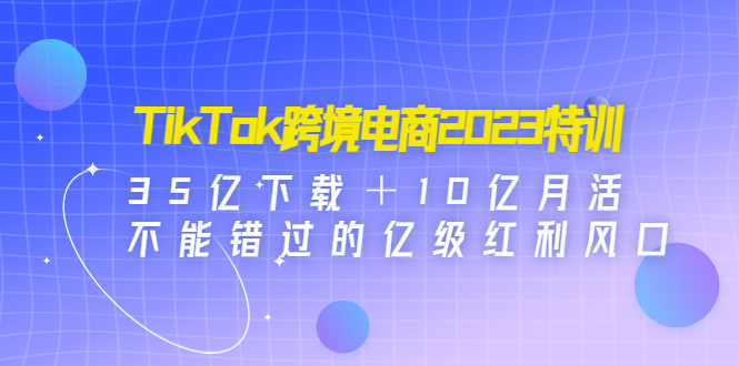 TikTok跨境电商2023特训：35亿下载＋10亿月活，不能错过的亿级红利风口 - 严选资源大全 - 严选资源大全