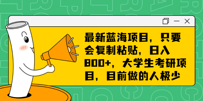 最新蓝海项目，只要会复制粘贴，日入800+，大学生考研项目，目前做的人极少 - 严选资源大全 - 严选资源大全