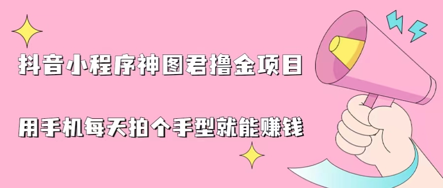 抖音小程序神图君撸金项目，用手机每天拍个手型挂载一下小程序就能赚钱 - 严选资源大全 - 严选资源大全