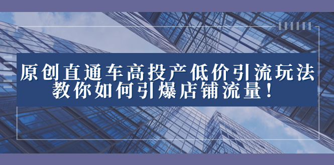 2023直通车高投产低价引流玩法，教你如何引爆店铺流量！ - 严选资源大全 - 严选资源大全