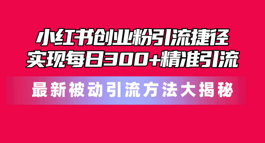 （10692期）小红书创业粉引流捷径！最新被动引流方法大揭秘，实现每日300+精准引流 - 严选资源大全 - 严选资源大全