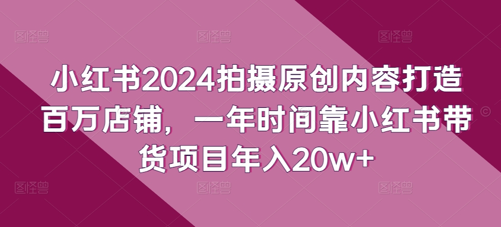 小红书2024拍摄原创内容打造百万店铺，一年时间靠小红书带货项目年入20w+ - 严选资源大全 - 严选资源大全