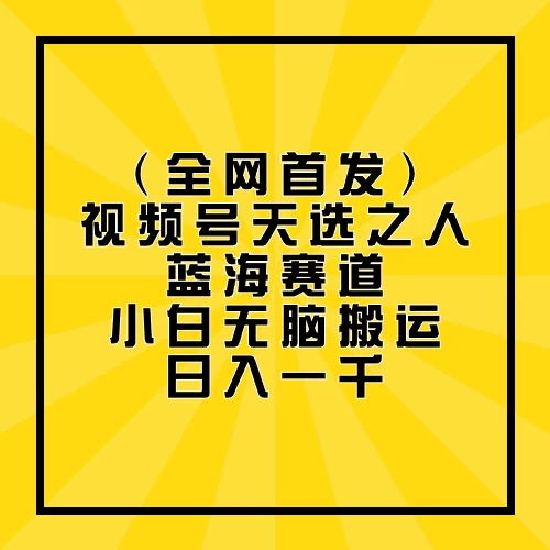 全网首发，视频号天选之人蓝海赛道，小白无脑搬运日入一千 - 严选资源大全 - 严选资源大全