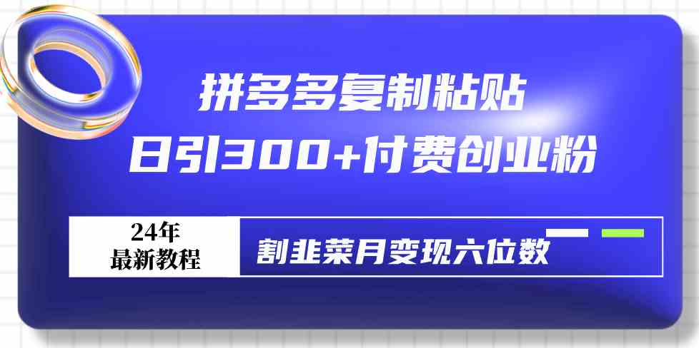 （9129期）拼多多复制粘贴日引300+付费创业粉，割韭菜月变现六位数最新教程！ - 严选资源大全 - 严选资源大全