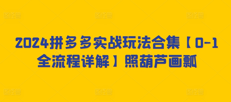 2024拼多多实战玩法合集【0-1全流程详解】照葫芦画瓢 - 严选资源大全 - 严选资源大全