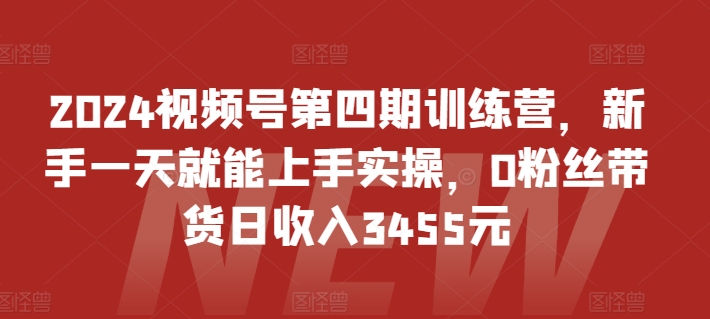 2024视频号第四期训练营，新手一天就能上手实操，0粉丝带货日收入3455元 - 严选资源大全 - 严选资源大全