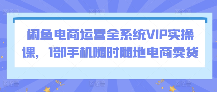 闲鱼电商运营全系统VIP实操课，1部手机随时随地电商卖货 - 严选资源大全 - 严选资源大全