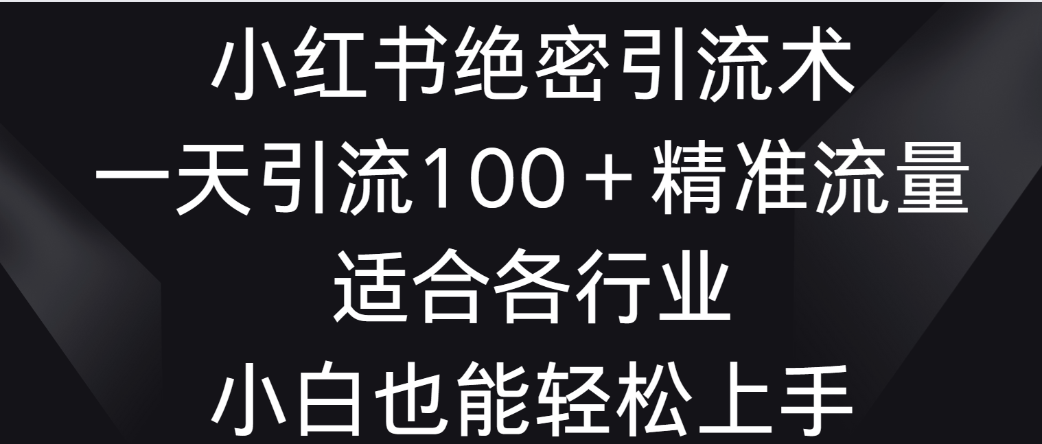 小红书绝密引流术，一天引流100＋精准流量，适合各个行业，小白也能轻松上手 - 严选资源大全 - 严选资源大全