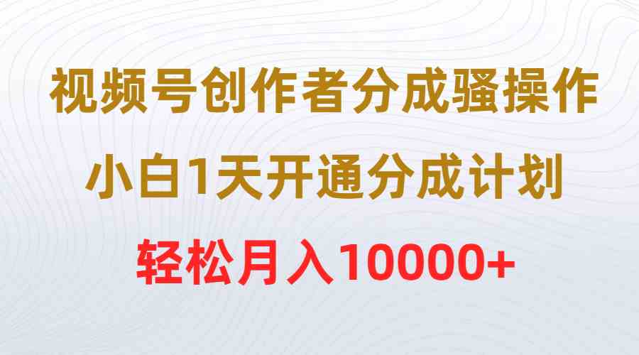 （9656期）视频号创作者分成骚操作，小白1天开通分成计划，轻松月入10000+ - 严选资源大全 - 严选资源大全