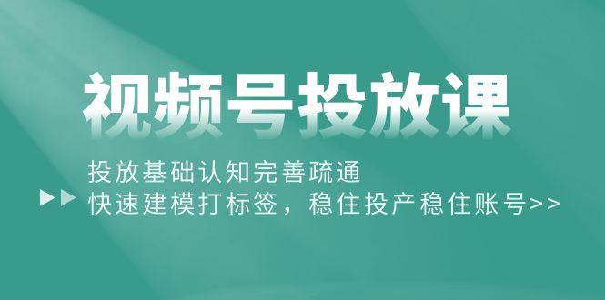 （10205期）视频号投放课：投放基础认知完善疏通，快速建模打标签，稳住投产稳住账号 - 严选资源大全 - 严选资源大全