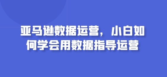 亚马逊数据运营，小白如何学会用数据指导运营 - 严选资源大全 - 严选资源大全