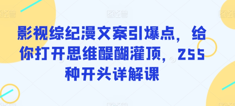 影视综纪漫文案引爆点，给你打开思维醍醐灌顶，255种开头详解课 - 严选资源大全 - 严选资源大全