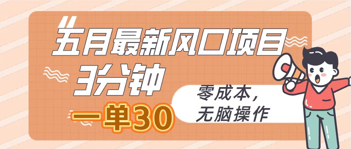 （10256期）五月最新风口项目，3分钟一单30，零成本，无脑操作 - 严选资源大全 - 严选资源大全