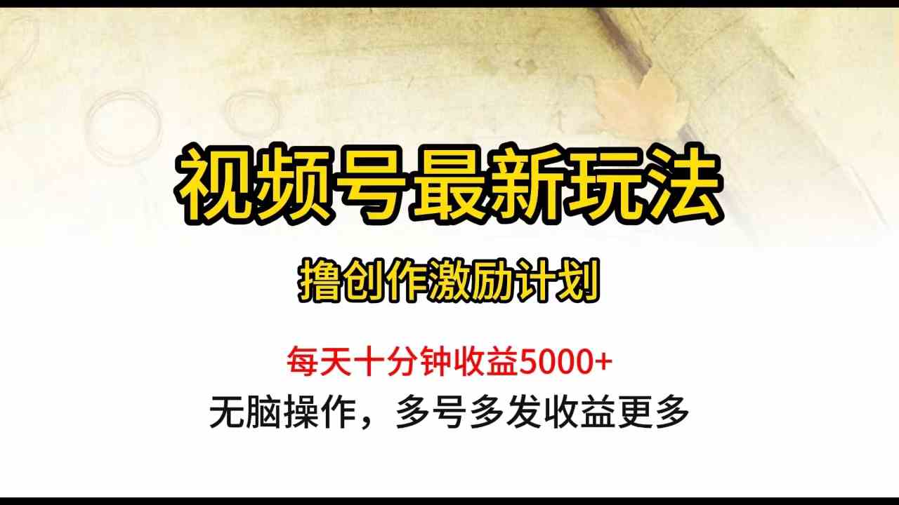 （10087期）视频号最新玩法，每日一小时月入5000+ - 严选资源大全 - 严选资源大全