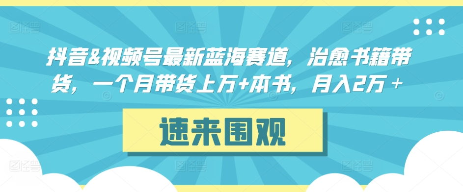 抖音&视频号最新蓝海赛道，治愈书籍带货，一个月带货上万+本书，月入2万＋ - 严选资源大全 - 严选资源大全