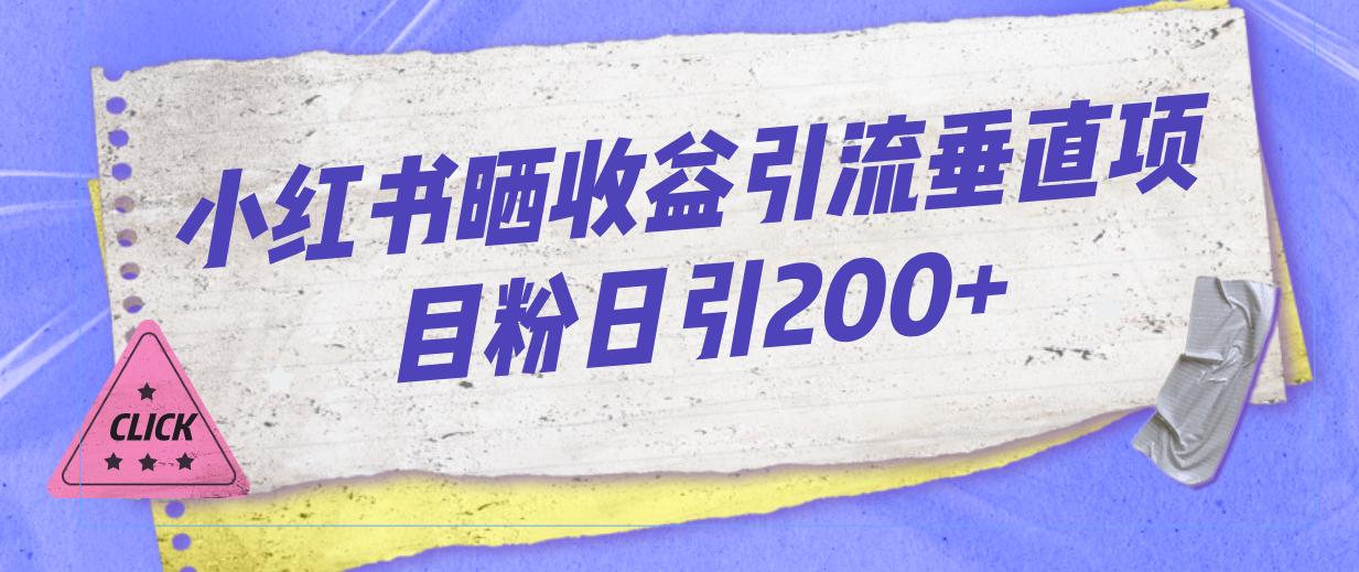 小红书晒收益图引流垂直项目粉日引200+ - 严选资源大全 - 严选资源大全