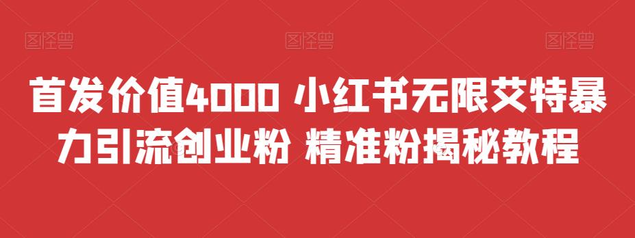 首发价值4000 小红书无限艾特暴力引流创业粉 精准粉揭秘教程 - 严选资源大全 - 严选资源大全