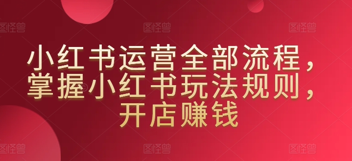 小红书运营全部流程，掌握小红书玩法规则，开店赚钱 - 严选资源大全 - 严选资源大全