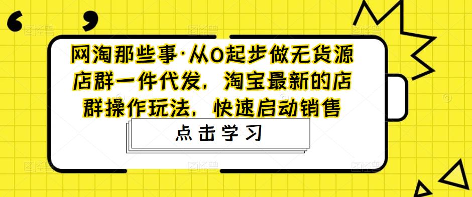 从0起步做无货源店群一件代发，淘宝最新的店群操作玩法，快速启动销售 - 严选资源大全 - 严选资源大全