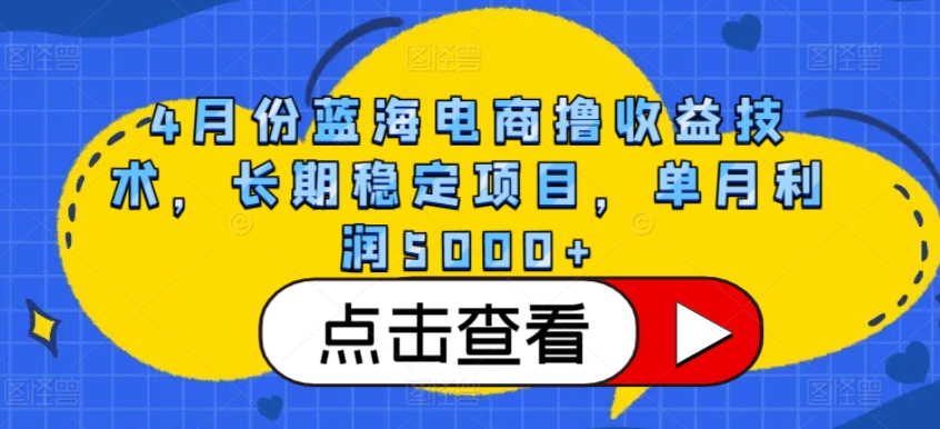 4月份蓝海电商撸收益技术，长期稳定项目，单月利润5000+ - 严选资源大全 - 严选资源大全