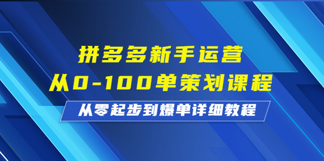 拼多多新手运营从0-100单策划课程，从零起步到爆单详细教程 - 严选资源大全 - 严选资源大全