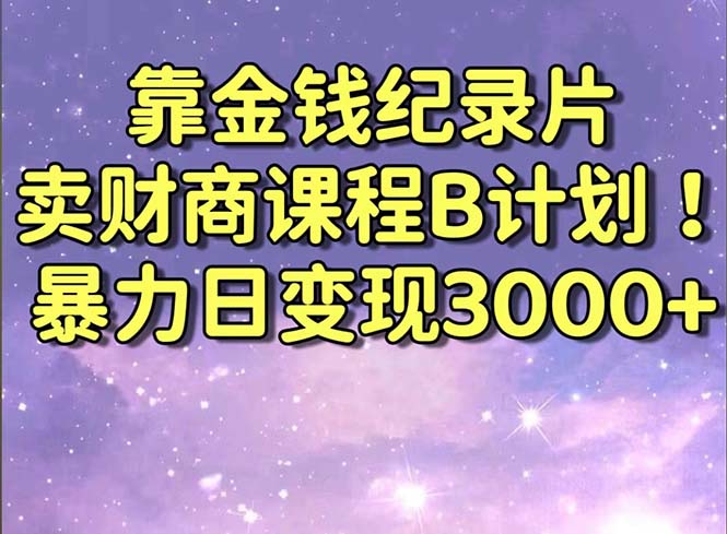 靠金钱纪录片卖财商课程B计划！暴力日变现3000+，喂饭式干货教程！ - 严选资源大全 - 严选资源大全