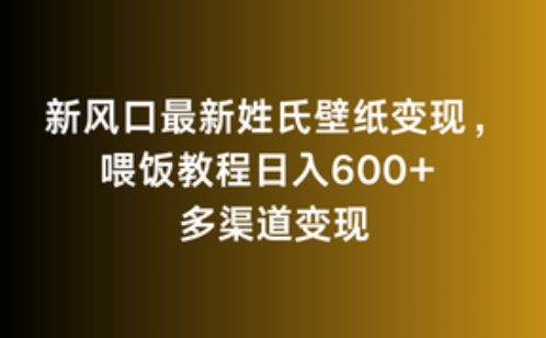 新风口最新姓氏壁纸变现，喂饭教程日入600+ - 严选资源大全 - 严选资源大全