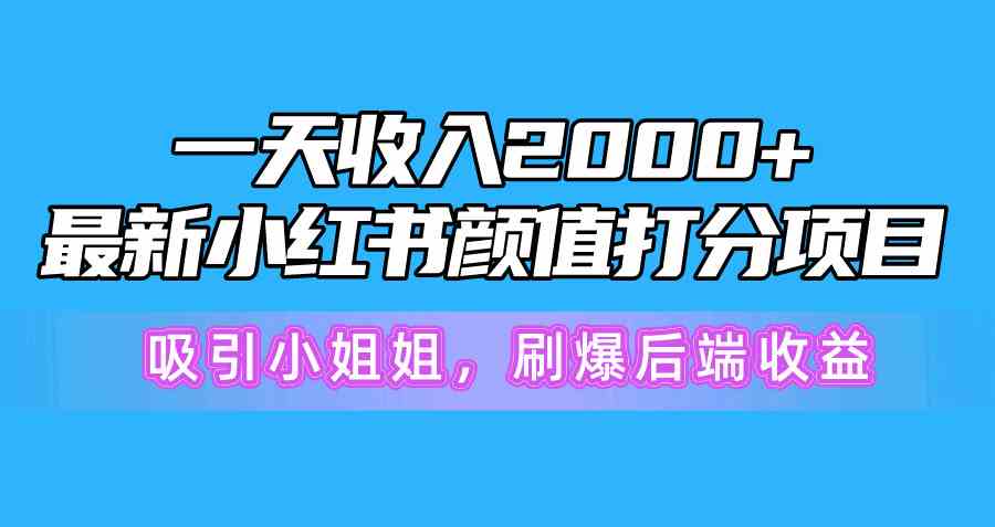 （10187期）一天收入2000+，最新小红书颜值打分项目，吸引小姐姐，刷爆后端收益 - 严选资源大全 - 严选资源大全