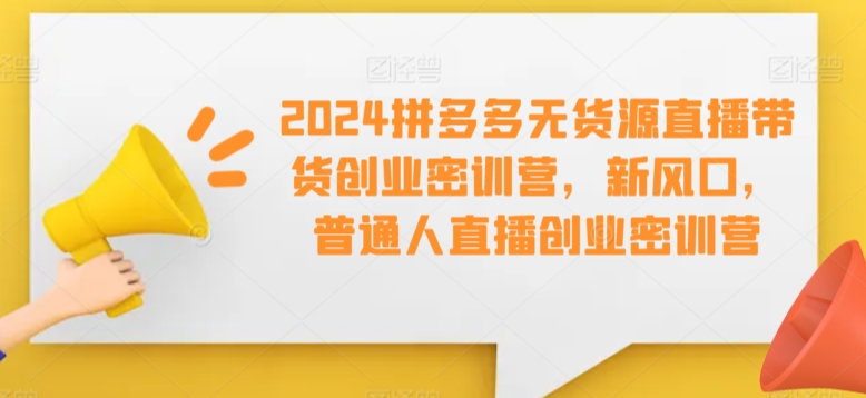 2024拼多多无货源直播带货创业密训营，新风口，普通人直播创业密训营 - 严选资源大全 - 严选资源大全