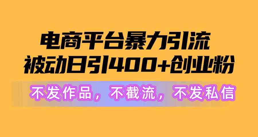 （10168期）电商平台暴力引流,被动日引400+创业粉不发作品，不截流，不发私信 - 严选资源大全 - 严选资源大全