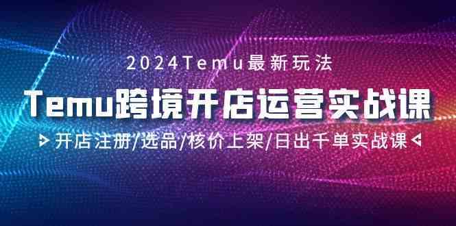 2024Temu跨境开店运营实战课，开店注册/选品/核价上架/日出千单实战课 - 严选资源大全 - 严选资源大全