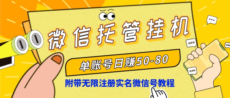 微信托管挂机，单号日赚50-80，项目操作简单（附无限注册实名微信号教程） - 严选资源大全 - 严选资源大全