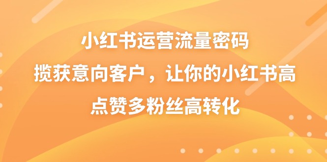 小红书运营流量密码，揽获意向客户，让你的小红书高点赞多粉丝高转化 - 严选资源大全 - 严选资源大全