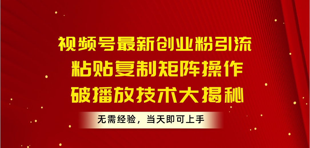 （10803期）视频号最新创业粉引流，粘贴复制矩阵操作，破播放技术大揭秘，无需经验… - 严选资源大全 - 严选资源大全