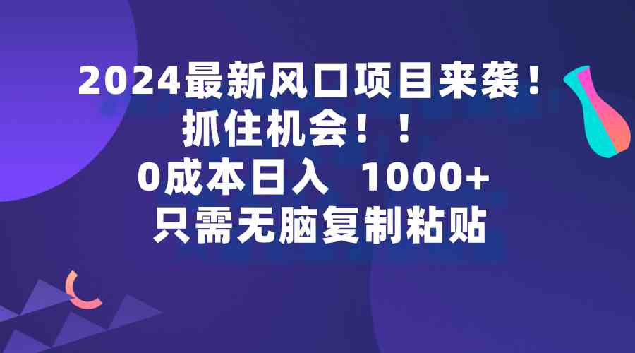 （9899期）2024最新风口项目来袭，抓住机会，0成本一部手机日入1000+，只需无脑复… - 严选资源大全 - 严选资源大全