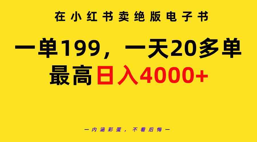 （9401期）在小红书卖绝版电子书，一单199 一天最多搞20多单，最高日入4000+教程+资料 - 严选资源大全 - 严选资源大全