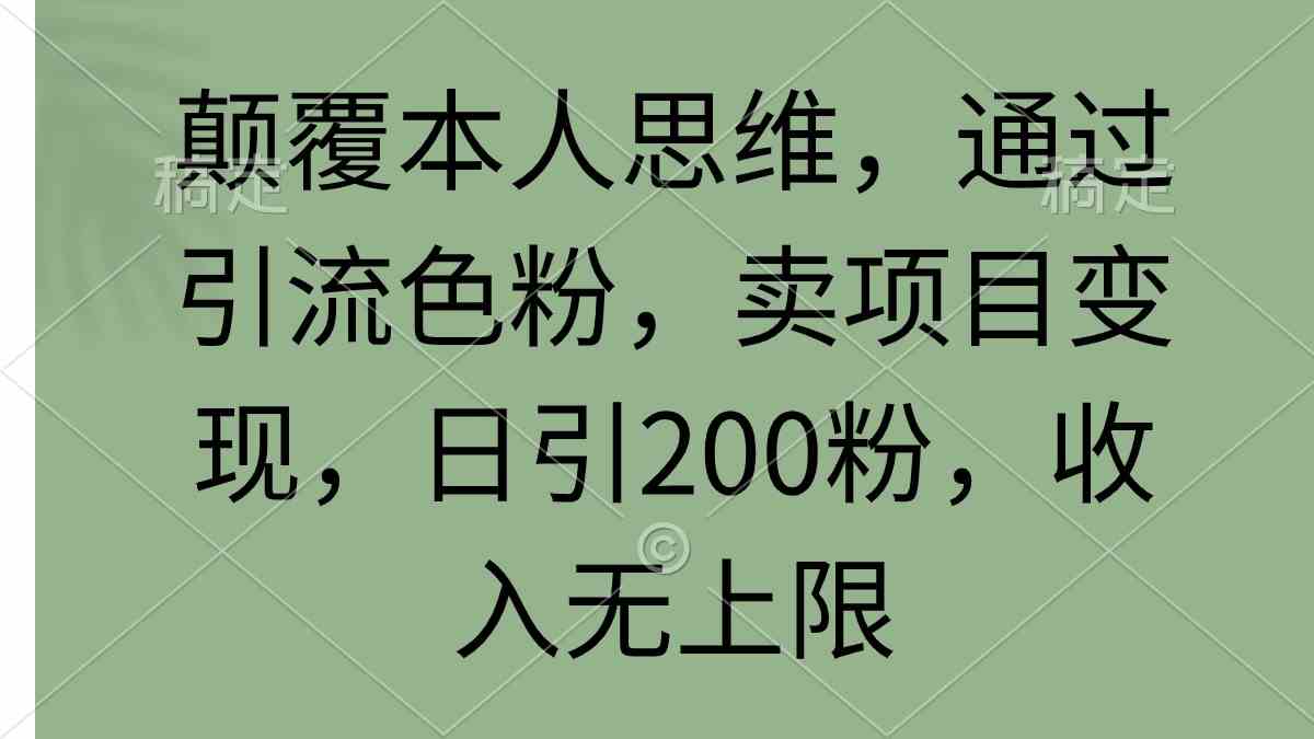 （9523期）颠覆本人思维，通过引流色粉，卖项目变现，日引200粉，收入无上限 - 严选资源大全 - 严选资源大全