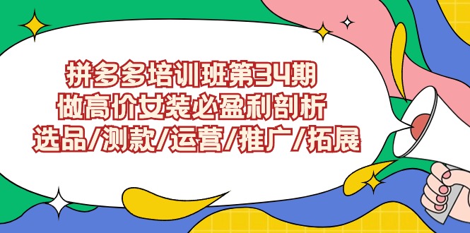 拼多多培训班第34期：做高价女装必盈利剖析 选品/测款/运营/推广/拓展 - 严选资源大全 - 严选资源大全