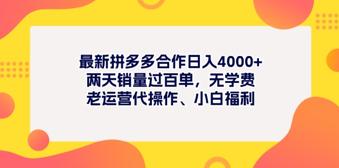 最新拼多多项目日入4000+两天销量过百单，无学费、老运营代操作、小白福利 - 严选资源大全 - 严选资源大全