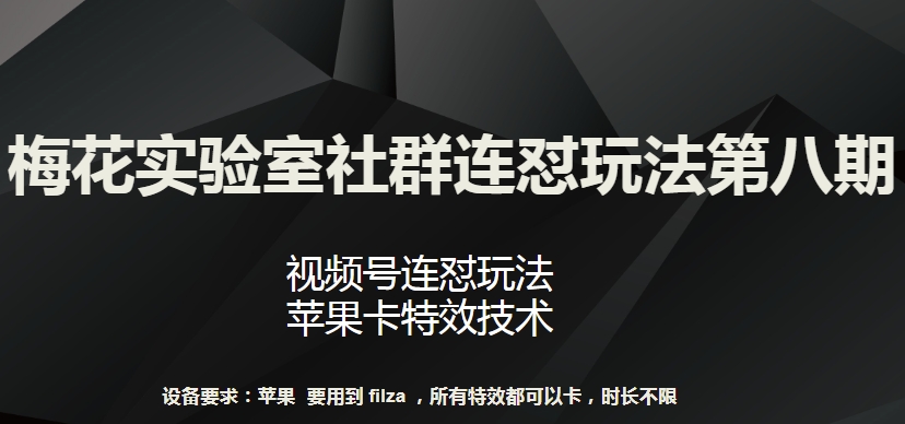 梅花实验室社群连怼玩法第八期，视频号连怼玩法 苹果卡特效技术 - 严选资源大全 - 严选资源大全