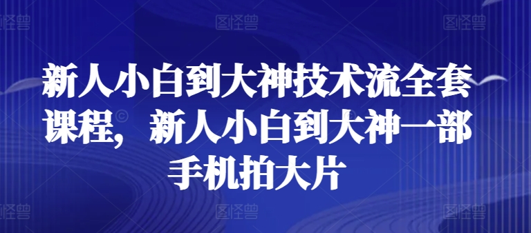 新人小白到大神技术流全套课程，新人小白到大神一部手机拍大片 - 严选资源大全 - 严选资源大全