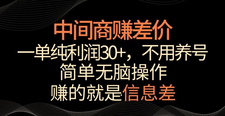 中间商赚差价，一单纯利润30+，简单无脑操作，赚的就是信息差，轻轻松松日入1000+【揭秘】 - 严选资源大全 - 严选资源大全