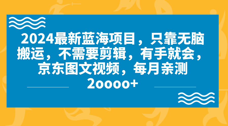 2024蓝海项目，无脑搬运，京东图文视频，每月亲测2oooo+ - 严选资源大全 - 严选资源大全