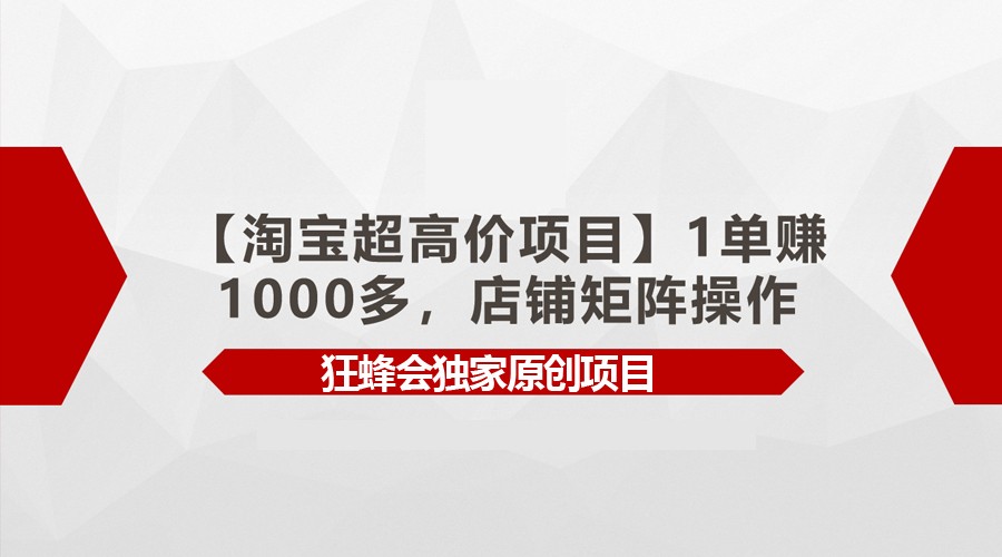 【淘宝超高价项目】1单赚1000多，店铺矩阵操作 - 严选资源大全 - 严选资源大全