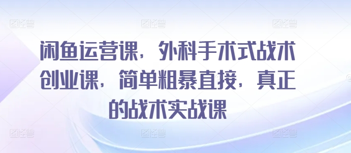 闲鱼运营课，外科手术式战术创业课，简单粗暴直接，真正的战术实战课 - 严选资源大全 - 严选资源大全